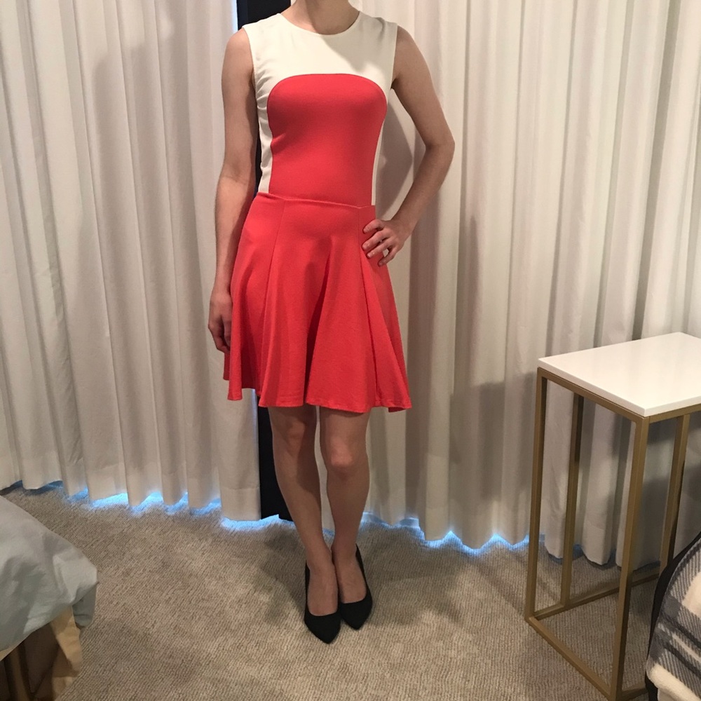Fun pink and white skater dress